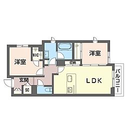 ラ・コリーナ中山ウエスト 2LDKの間取図画像