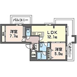 サンセイ・マンション8 2LDKの間取図画像