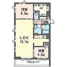 モンテクリスト大倉山 2LDKの間取図画像