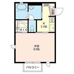 グランソレイユ 1Kの間取図画像