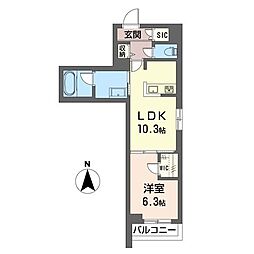 シャーメゾン殿町 1LDKの間取図画像