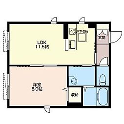 エイコート 1LDKの間取図画像