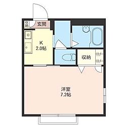 グランメールB 1Kの間取図画像