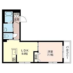 ヴィラビアンカK 1LDKの間取図画像