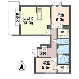 アンシャンテ武蔵小杉 2LDKの間取図画像