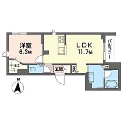 ステンブロ 1LDKの間取図画像