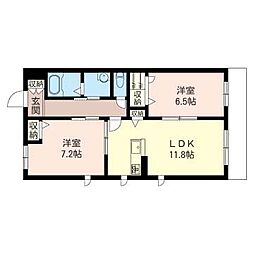 リラフォート等々力 2LDKの間取図画像
