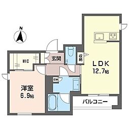 アンシャンテ武蔵小杉 1LDKの間取図画像