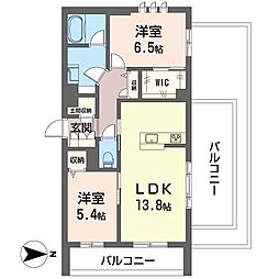 グラン ノアール 2LDKの間取図画像