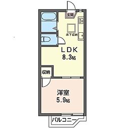 ローズメゾン 1LDKの間取図画像