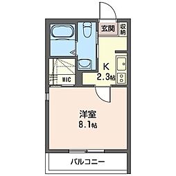 ベルドミール 1Kの間取図画像