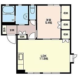 長谷戸ハイツB 1LDKの間取図画像