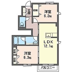 ロゴス 2LDKの間取図画像