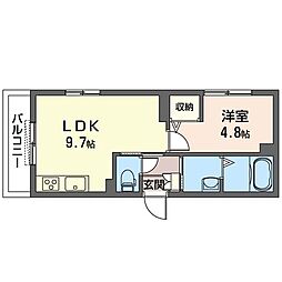 ウィステリア 1LDKの間取図画像
