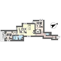 エスポアコリーヌ 2LDKの間取図画像