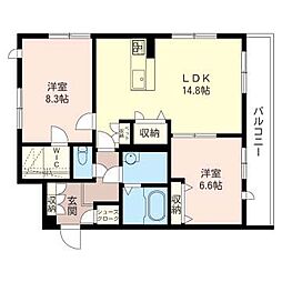 ガーデンフォレスト 2LDKの間取図画像