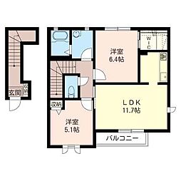 フルハウスループ 2LDKの間取図画像