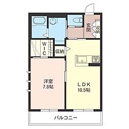 ベルフォレスト弐番館 1LDKの間取図画像