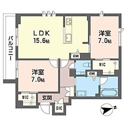 グラン・ノワール 2LDKの間取図画像