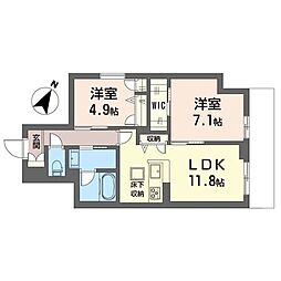 サンロード辻堂東海岸 2LDKの間取図画像