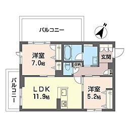 サンロード辻堂東海岸 2LDKの間取図画像