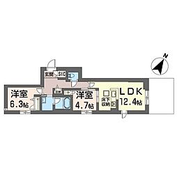 サンロード辻堂東海岸 2LDKの間取図画像