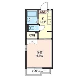 サザンテラス1 1Kの間取図画像