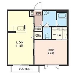 プレリヴィエール2 1LDKの間取図画像
