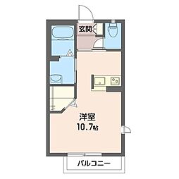 ハッピークローバーB ワンルームの間取図画像