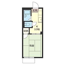 コーポクローカス 1階1Kの間取り