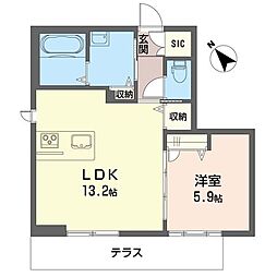 仮称)市原市ちはら台南1丁目シャーメゾンA 1LDKの間取図画像