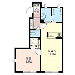 フォルティナート・カーサD 1LDKの間取図画像