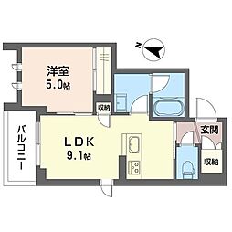 アリスティオ蘇我II 1LDKの間取図画像