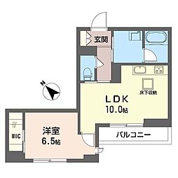 フレグランルーテ 1LDKの間取図画像