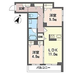 サクラプラス 2LDKの間取図画像