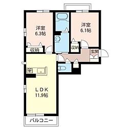 サード1 2LDKの間取図画像