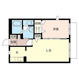 ヴィルフォーレ 1LDKの間取図画像