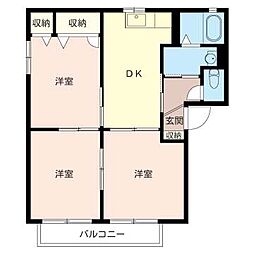 シャーメゾンＳｈｉｎ’ｓ　Ｂ 1階3DKの間取り