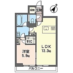 シャーメゾンＰＲＩＭＥII 2階1LDKの間取り
