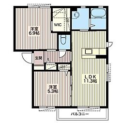 ベイサージュ5 2LDKの間取図画像