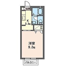 リザイア 1Kの間取図画像