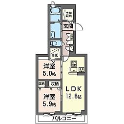 フォレナパーク 2LDKの間取図画像