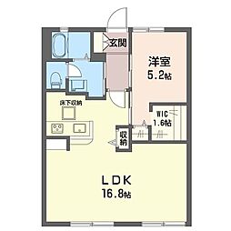 セジュール虹ケ丘 1LDKの間取図画像