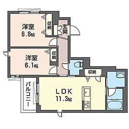 Ｍａｉｓｏｎ　Ｌｅ　Ｃｏｕｐｌｅ 2階2LDKの間取り