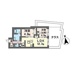 レシェーヌ新宿 2LDKの間取図画像