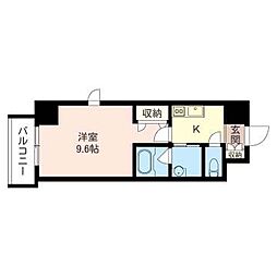 シャルール新宿 1Kの間取図画像