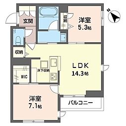 ル　ヴォワール 1階2LDKの間取り