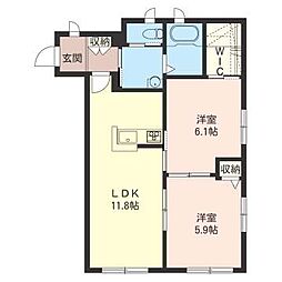 リラフォート 2LDKの間取図画像