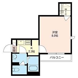 ベルテ新城 1Kの間取図画像