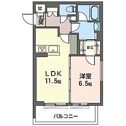 ラフレシール大宮 1LDKの間取図画像